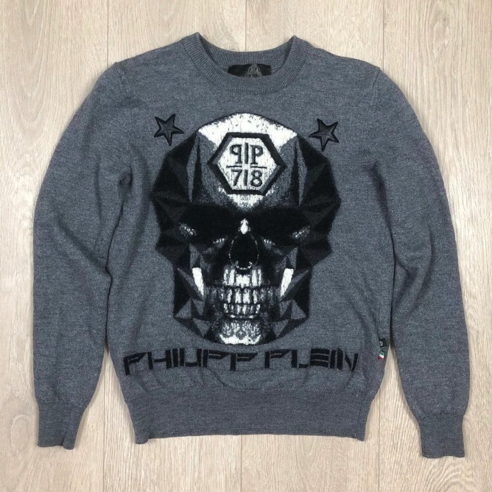 Philipp Plein - 100% Pure Merino Wool Base Layer - Very Rare - Skull Embroidery!